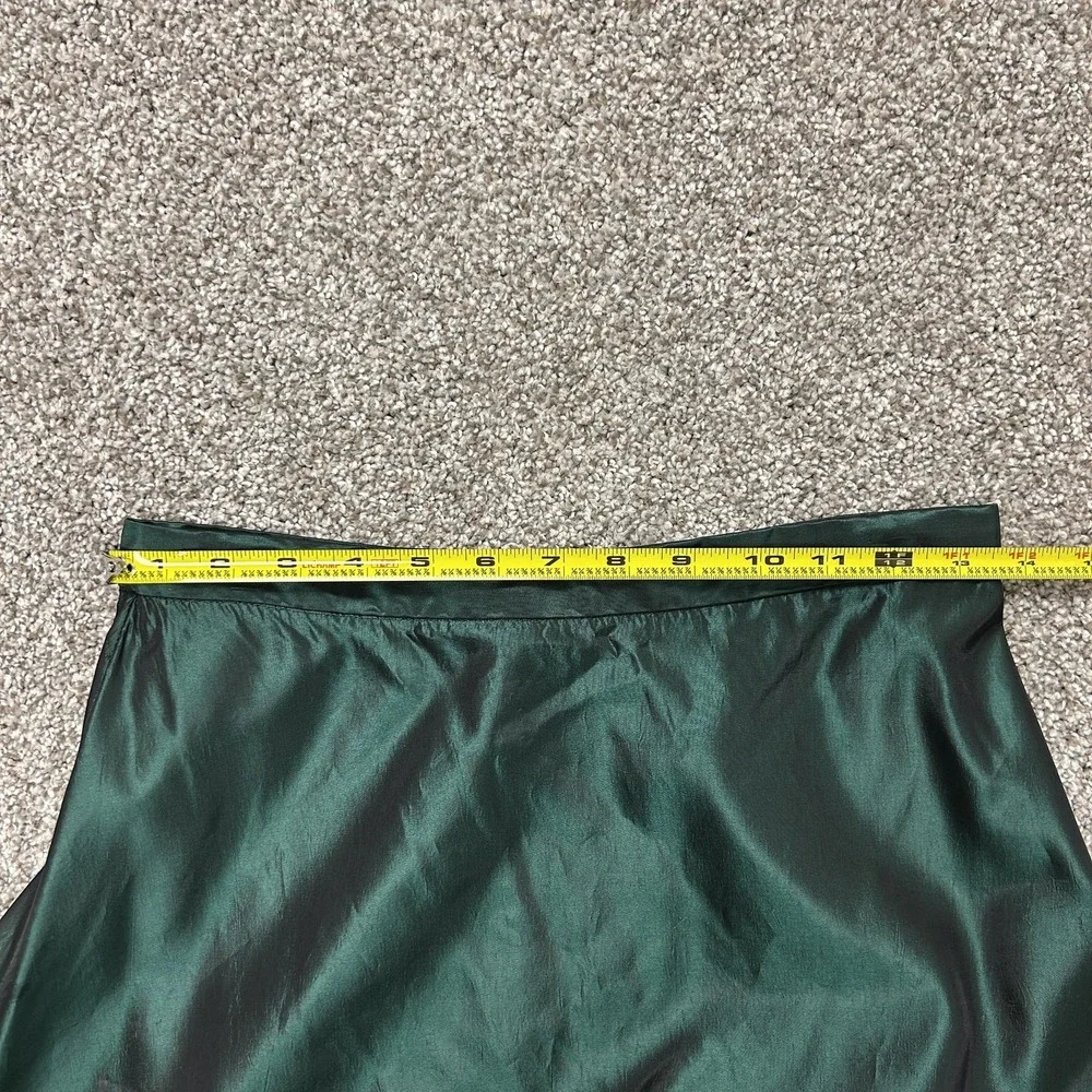 Green Satin Long Ball Gown Skirt Womens Medium Solid Lightweight Party Casual